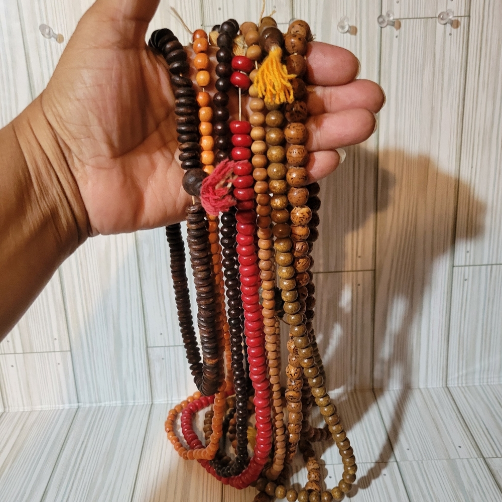 Lot of 7 Handmade Prayer Beads of varying sizes and colors